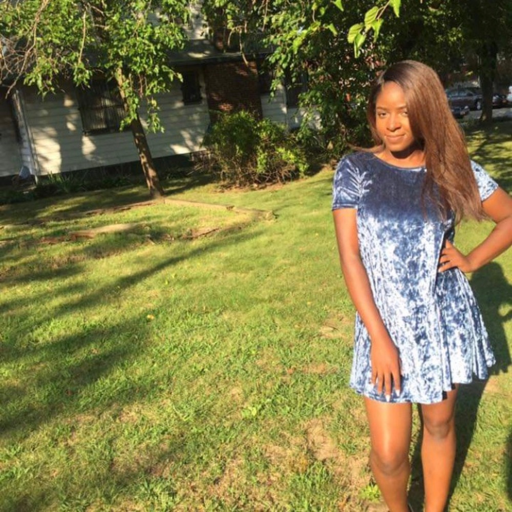 Blue Velvet Shift Dress